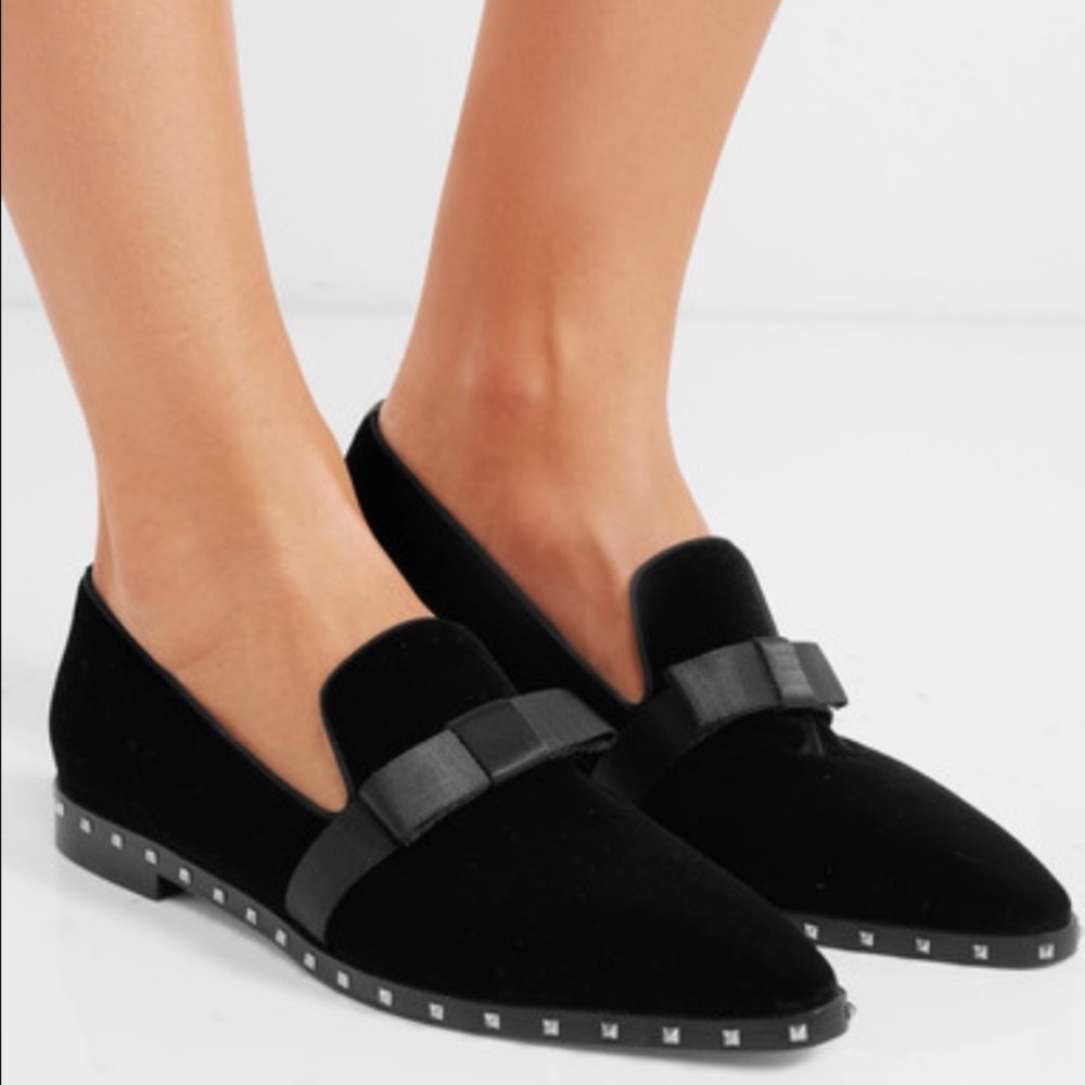 Valentino Black Velvet Bow Shoes